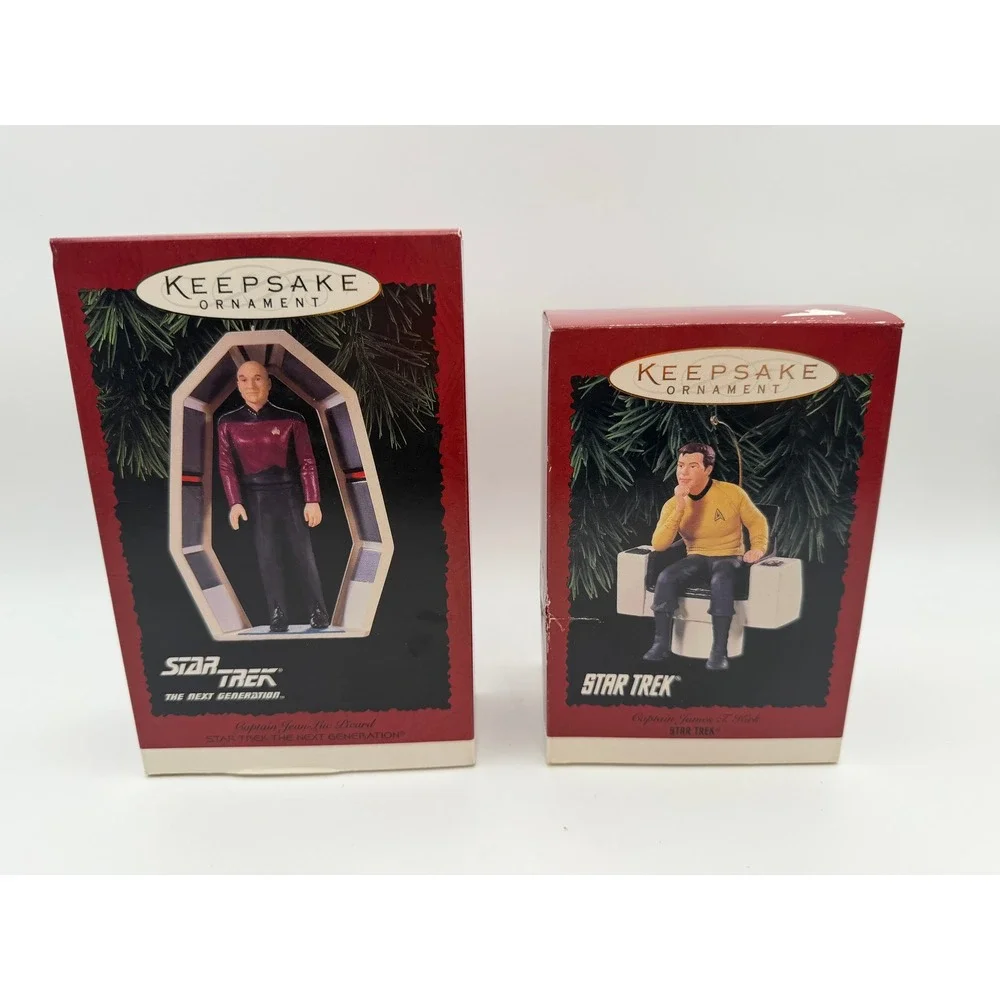 Hallmark Star Trek Ornament‎ Lot 1995 Captain Kirk & Captain Picard New In Box